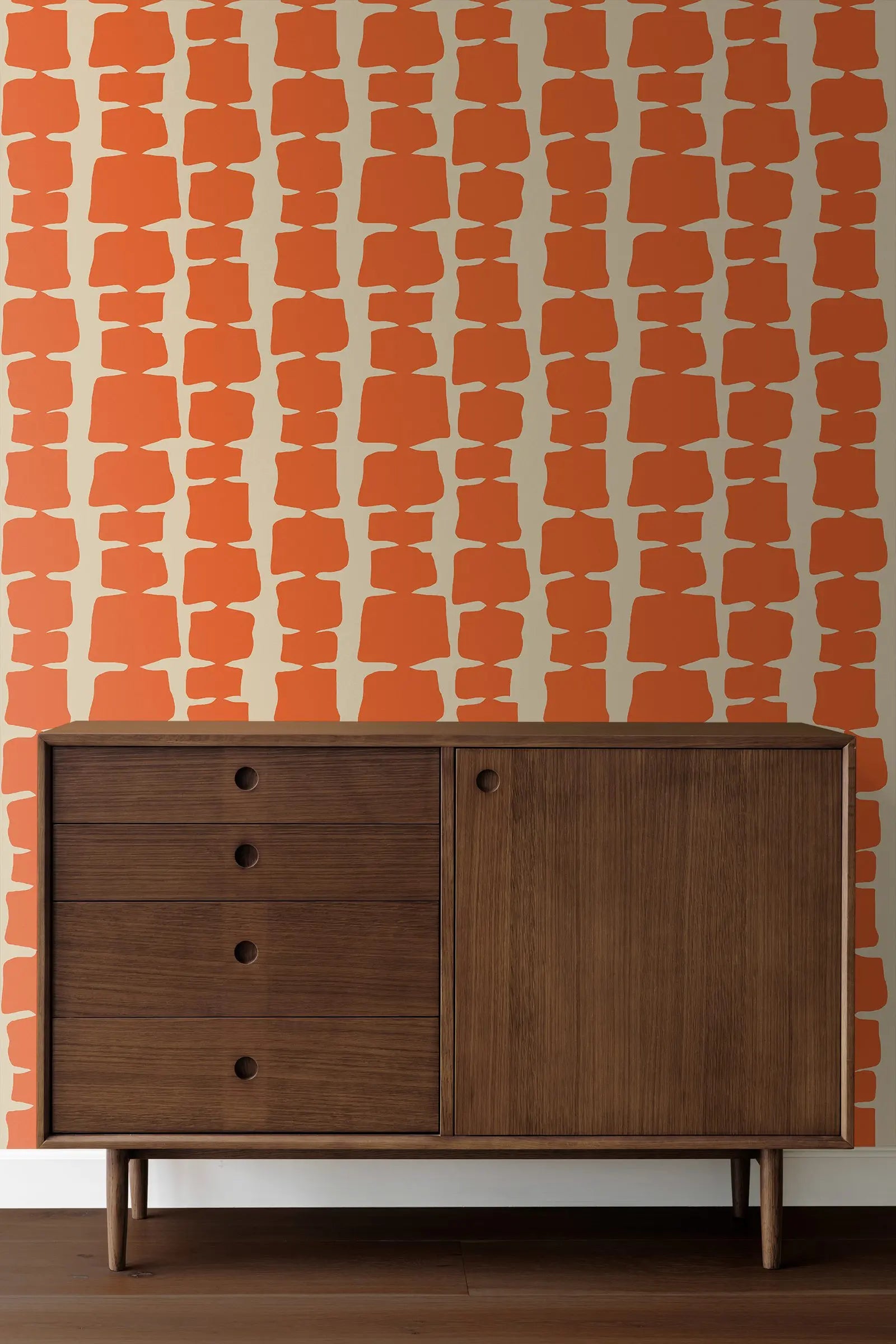 Retro Tapet Orange - Non-vävd / 50cm x 300cm