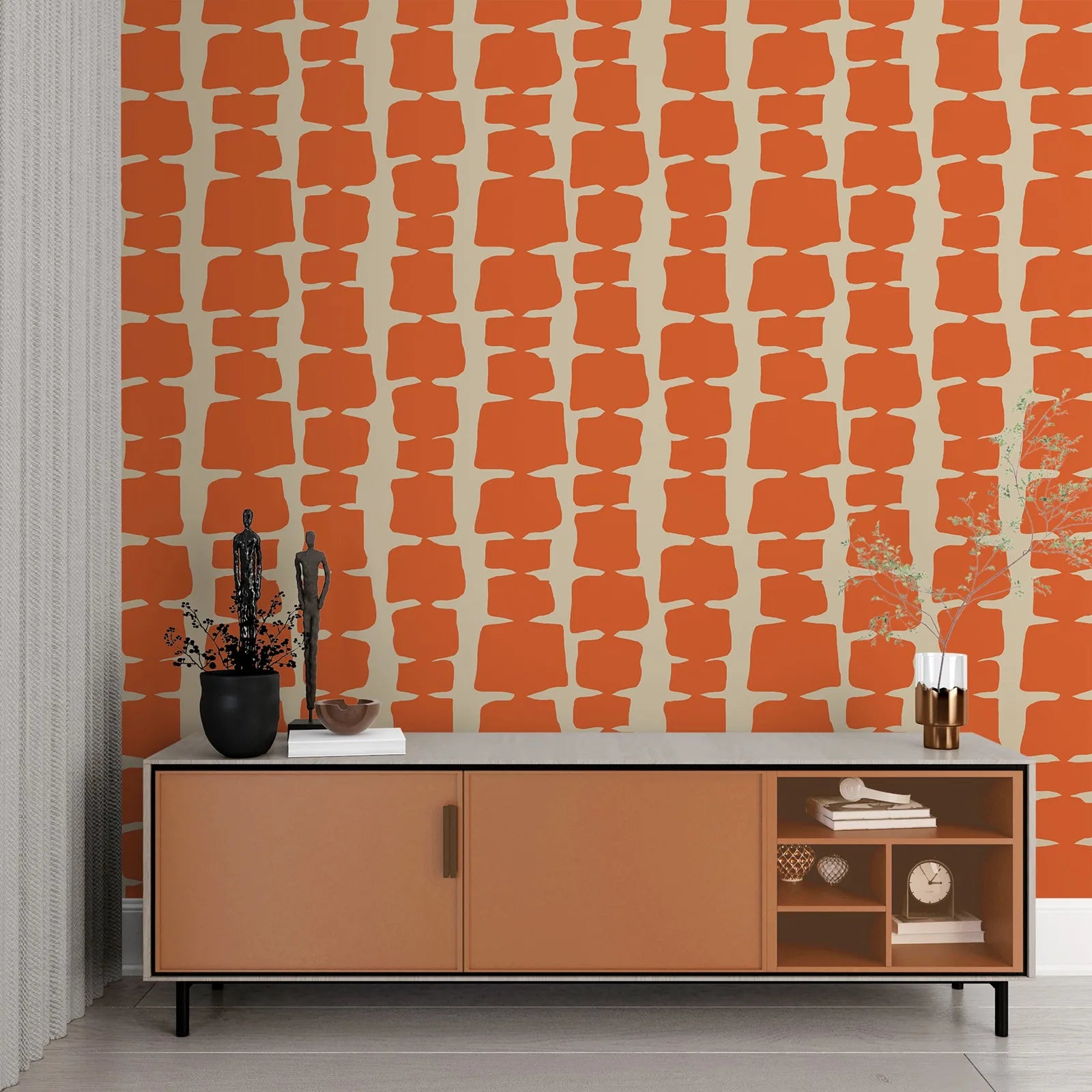 Retro Tapet Orange - Non-vävd / 50cm x 300cm